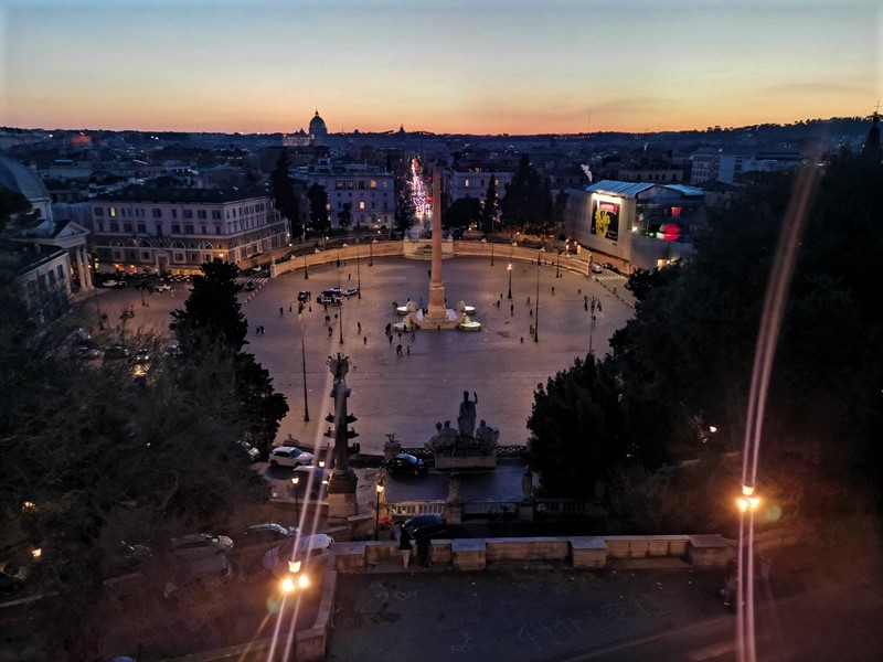 Anochecer en la Terraza de Pincio, sobre la Piazza del Popolo